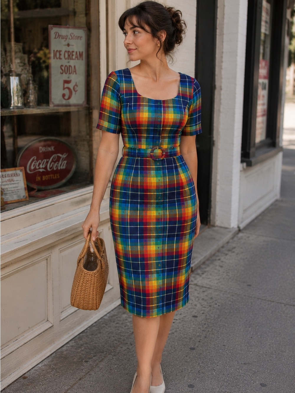 NWT Collectif London 50s Reproduction Plaid Dress